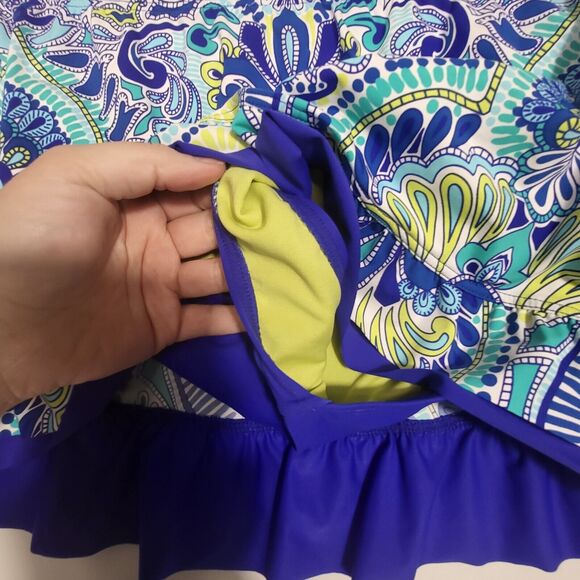 TITLE NINE Womens Large Green Blue Aztec Print Swim Athletic Golf Skort Swim - Picture 3 of 6